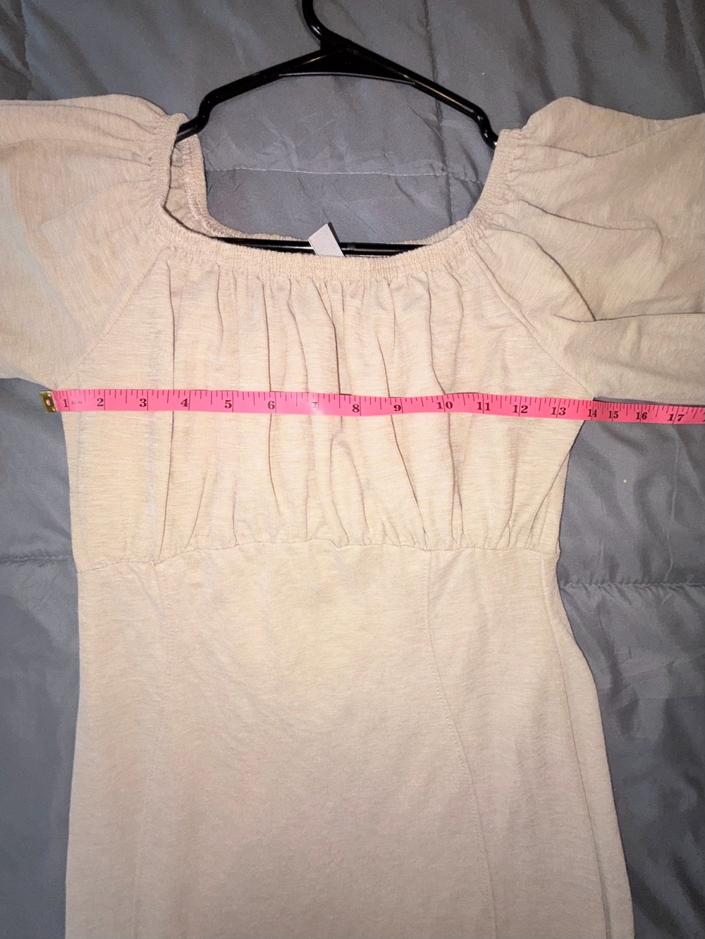 ASOS DESIGN Cream Linen Blend Puff Sleeve Mini Dress Size 4 - Picture 6 of 6